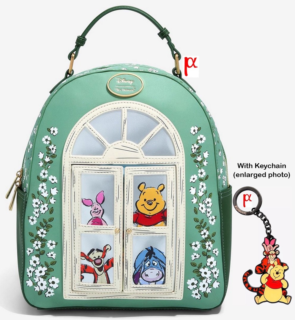 Disney Winnie the Pooh Piglet Tigger Eeyore Floral Backpack & Loungefly Keychain
