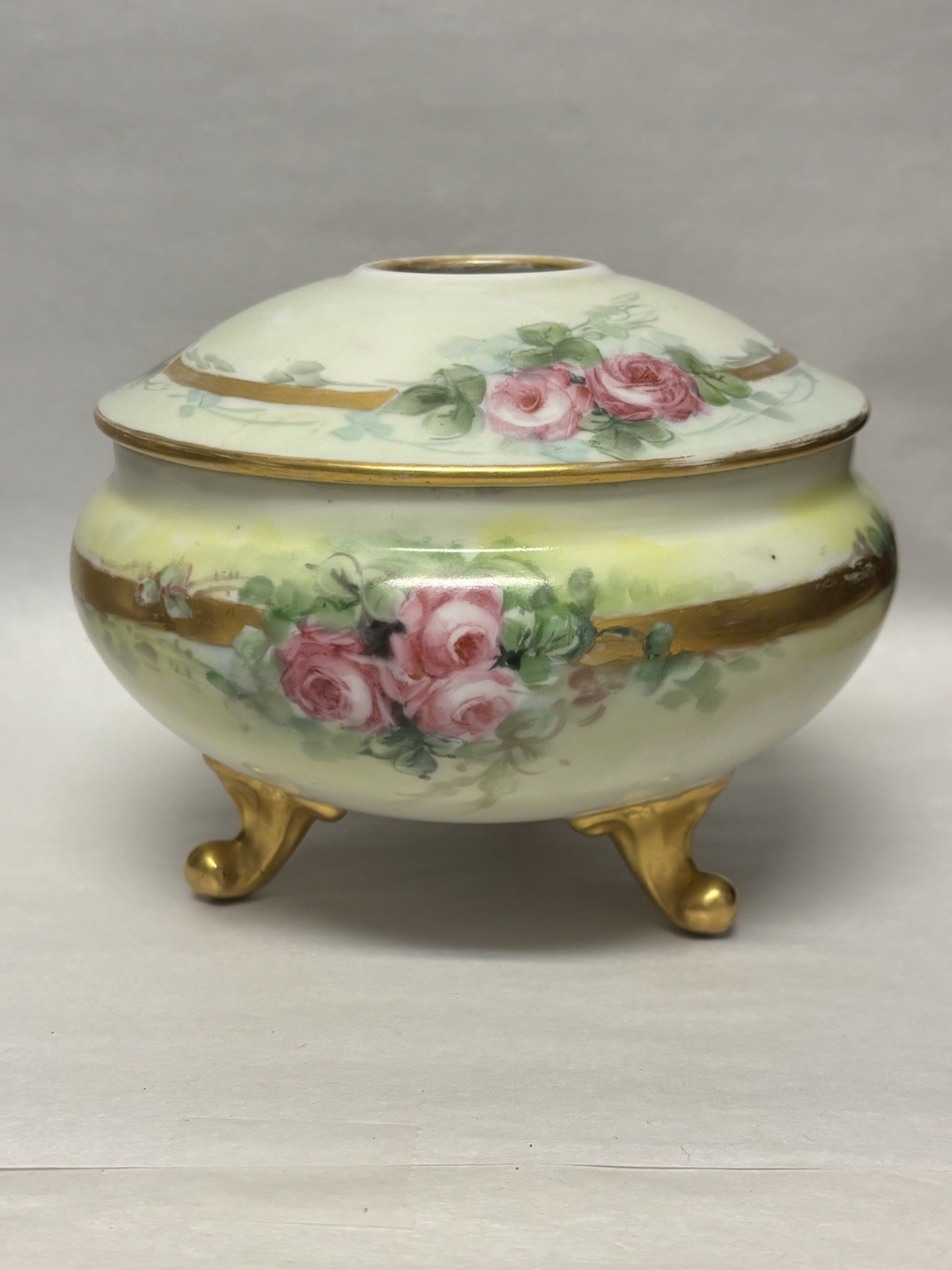 Antique 1900s Vienna Austria Hand-painted Porcelain Hair Receiver #6057