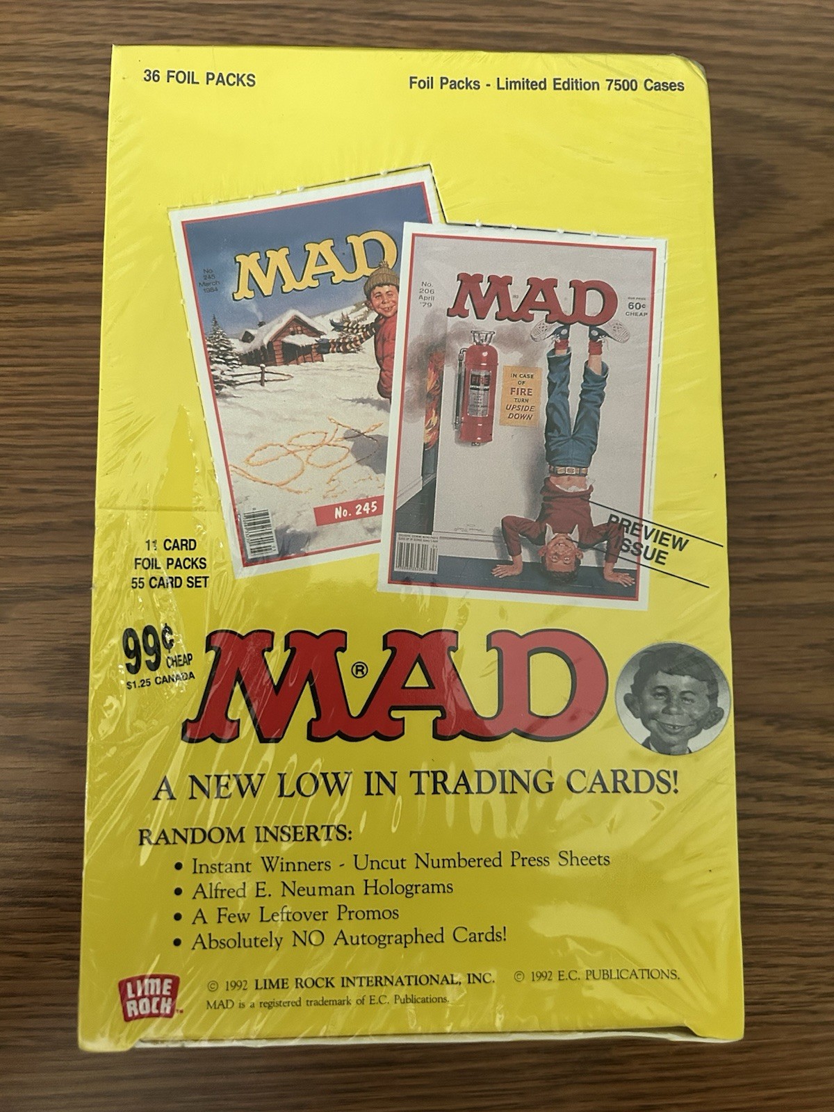 1992 MAD Magazine Trading Cards Sealed Box 36 Packs Limited Edition Lime Rock