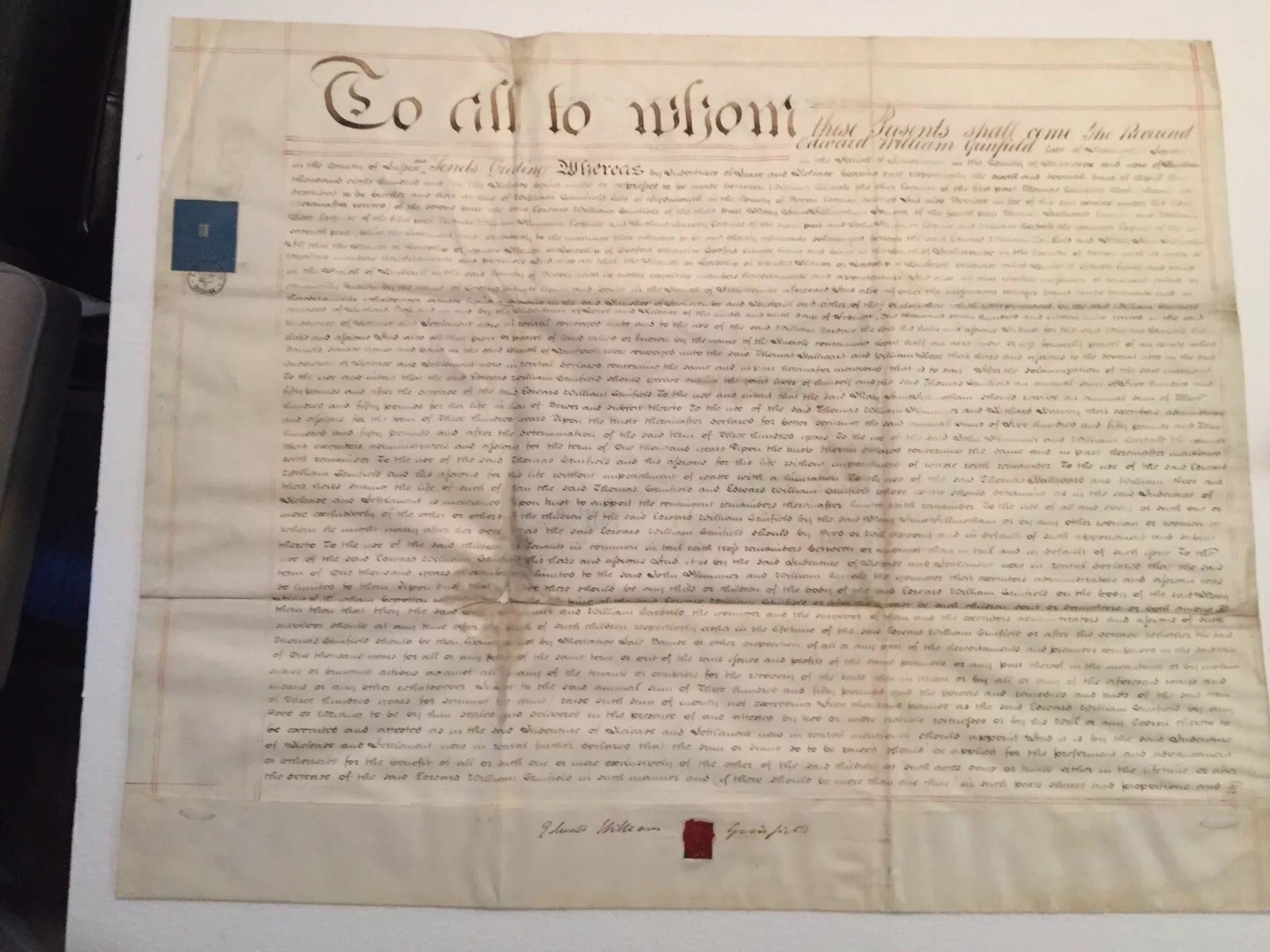 Antique 1844 Reverend Edward William Grinfield Biblical Scholar Signed Document