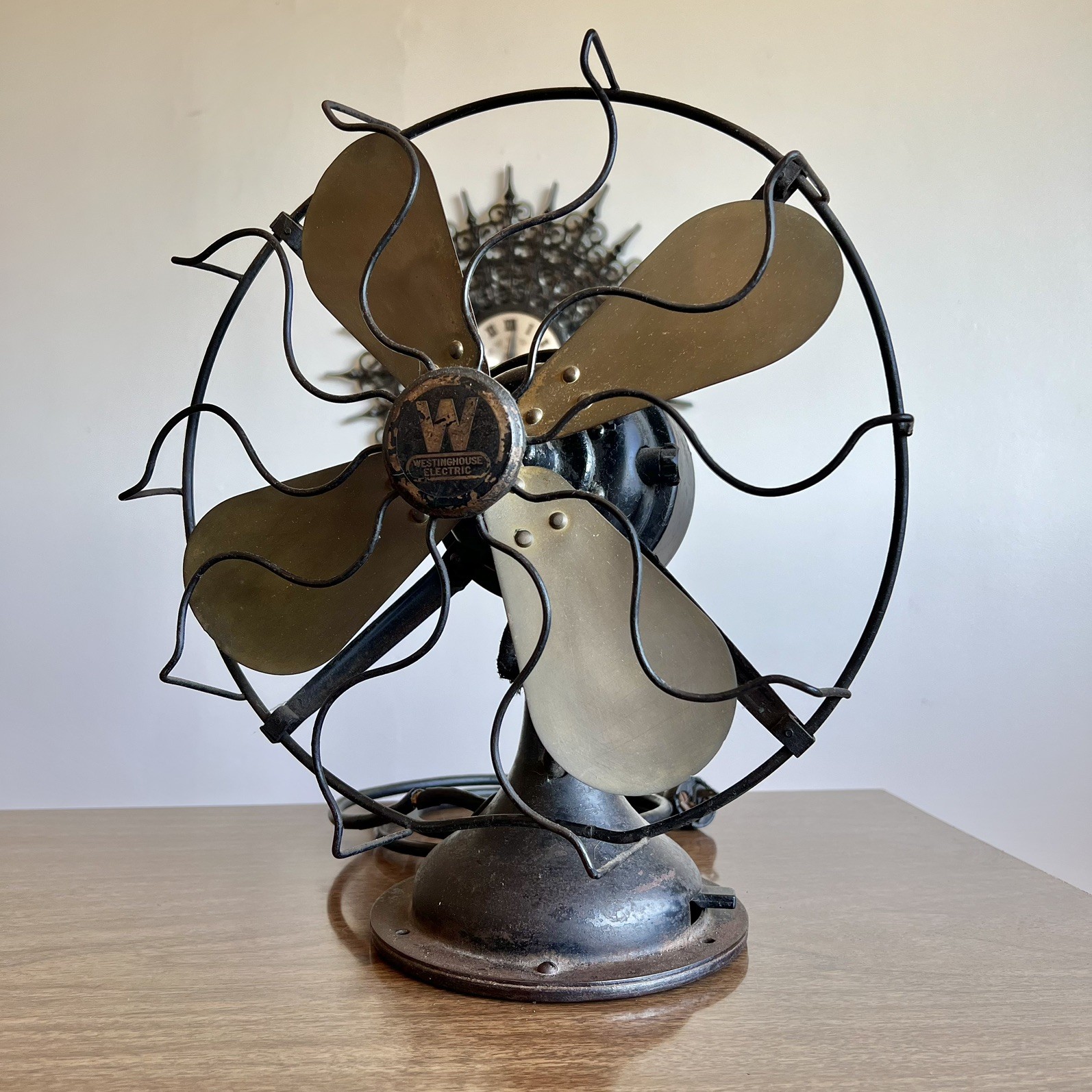 ✨Antique Westinghouse Style 162620 12” Brass Blade Oscillating Desk Fan