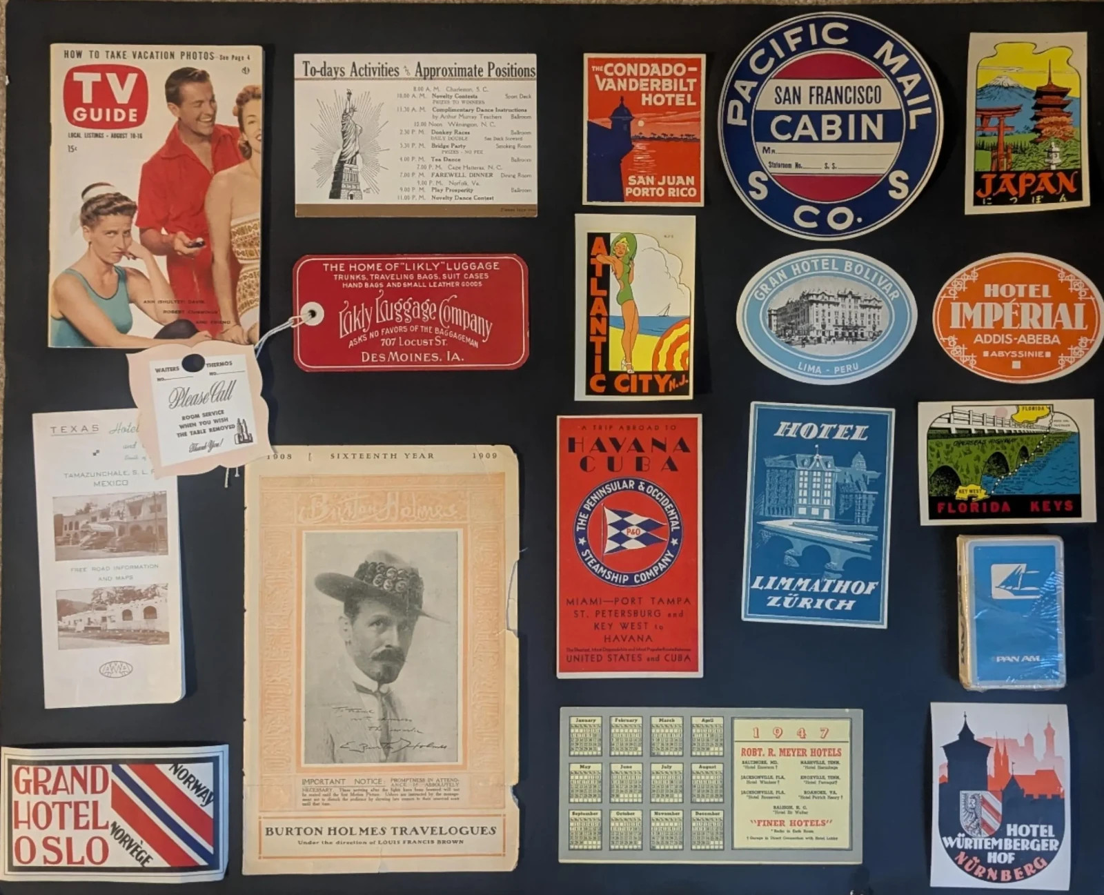 Curated Vintage Travel Ephemera Lot (20) – 1919–1950s Maps, Labels, Cards