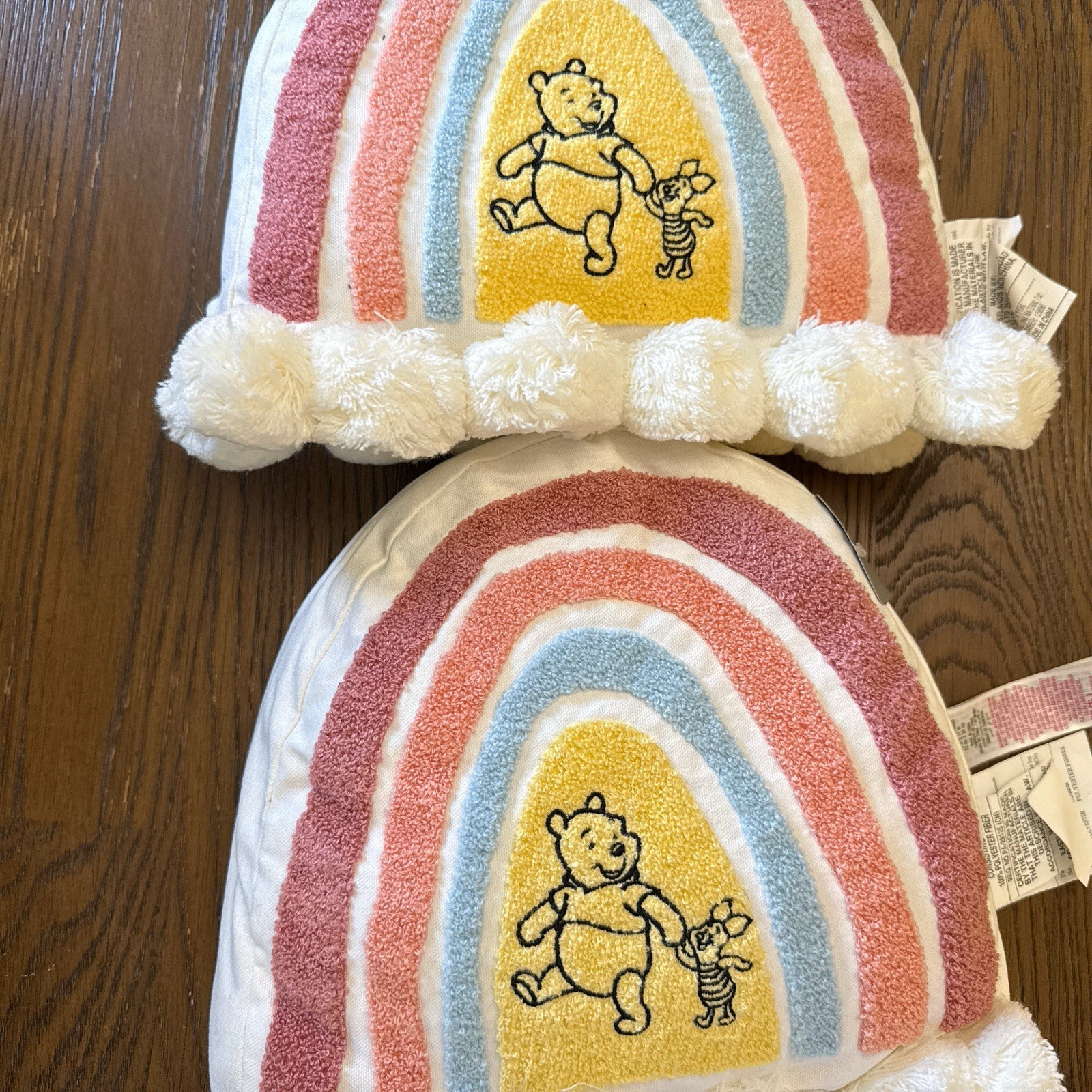 2021 Disney Parks Winnie The Pooh Piglet Rainbow Pom Pom Throw Pillow 13