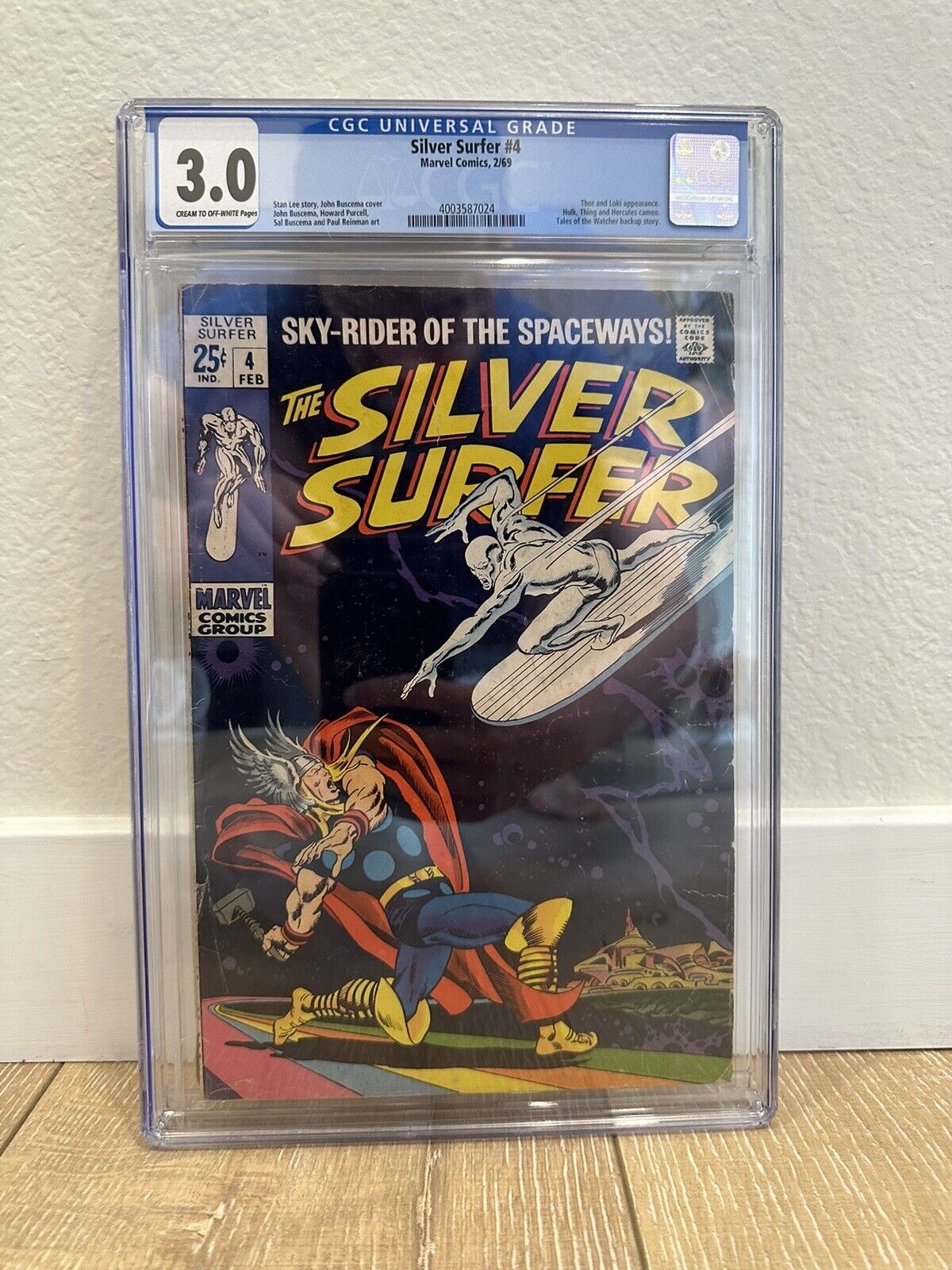 SILVER SURFER #4 CGC 3.0 Vs. Thor, Lee/Buscema, Marvel Comics 1969 Best cover