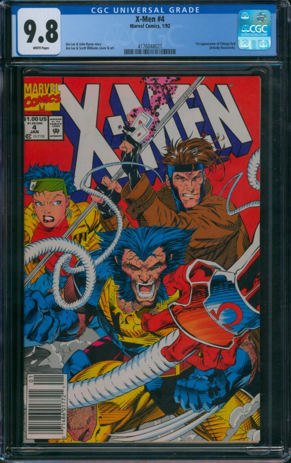 X-Men #4 (1992) 🌟 CGC 9.8 NEWSSTAND 🌟 1st App of Omega Red UPC Marvel Comic