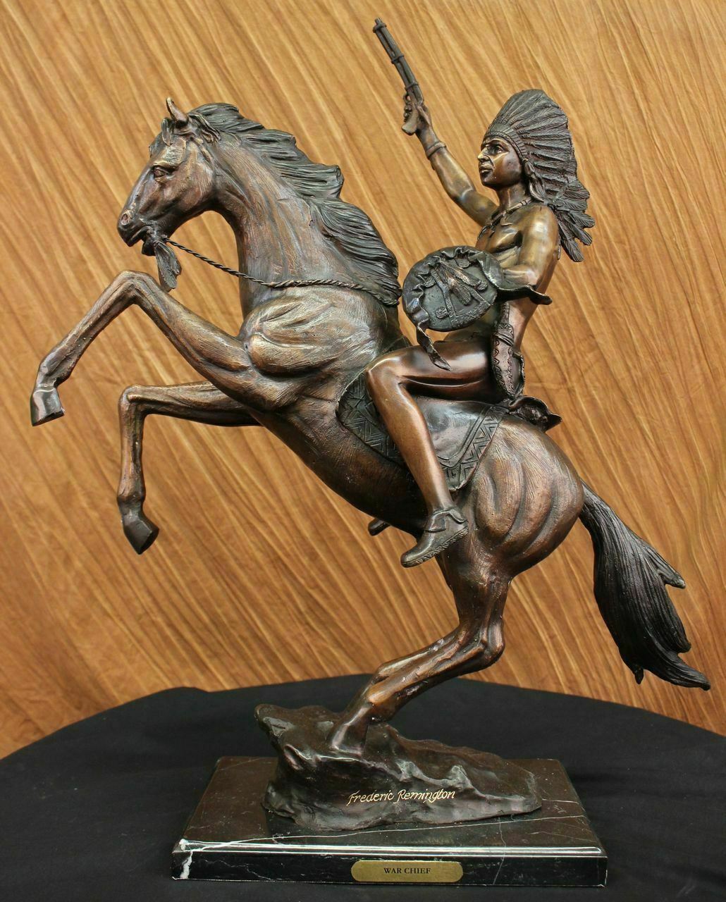 Original Thomas War Chief Bronze Sculpture Western Art Marble Base Figurine Deal
