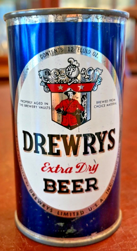 MINTY Drewrys Extra Dry Flat Top~Oval Blue Sport~USBC# 56-4~Drewrys Brewing Co.