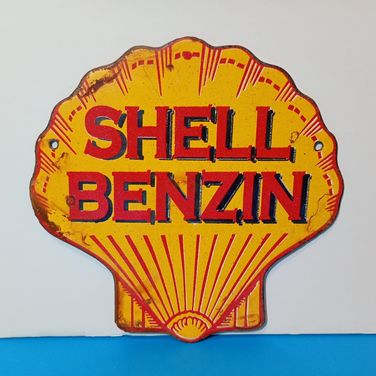 Vintage SHELL BENZIN Porcelain Enamel Sign 6\