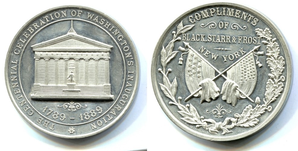 1889 THE CENTENNIAL CELEBRATION OF WASHINGTON\'S INUGURATION - 51 mm - EC11kbx AG