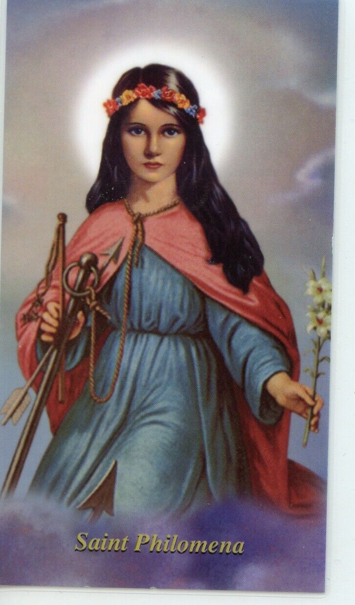 St. Philomena - Prayer - Relic Laminated Holy Card - Blessed by Pope Francis 