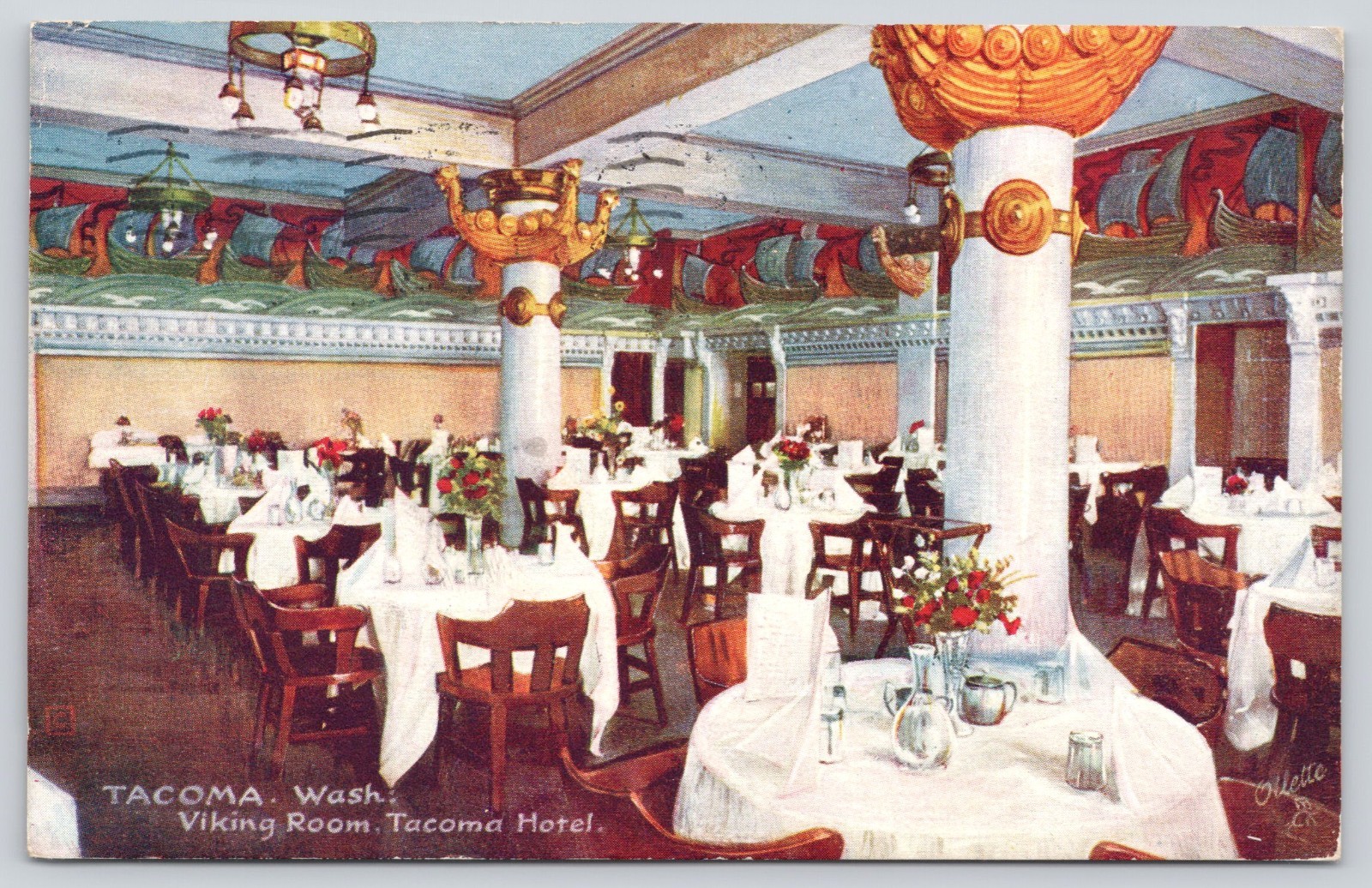 Tacoma Hotel Viking Room Tacoma WA Washington Tuck's Oilette Postcard 1911