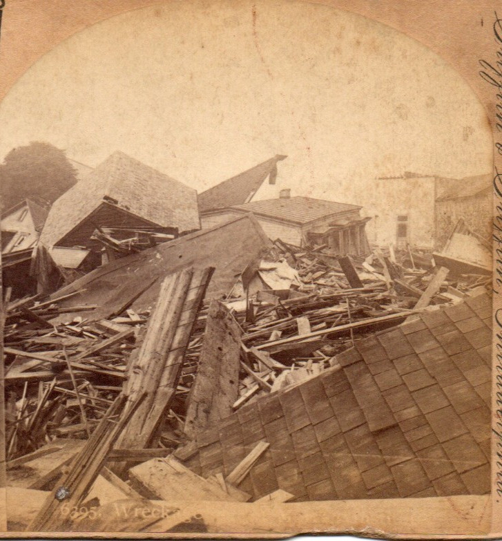 1889 Wreckage from the Johnstown Flood.   Stereoview Photo