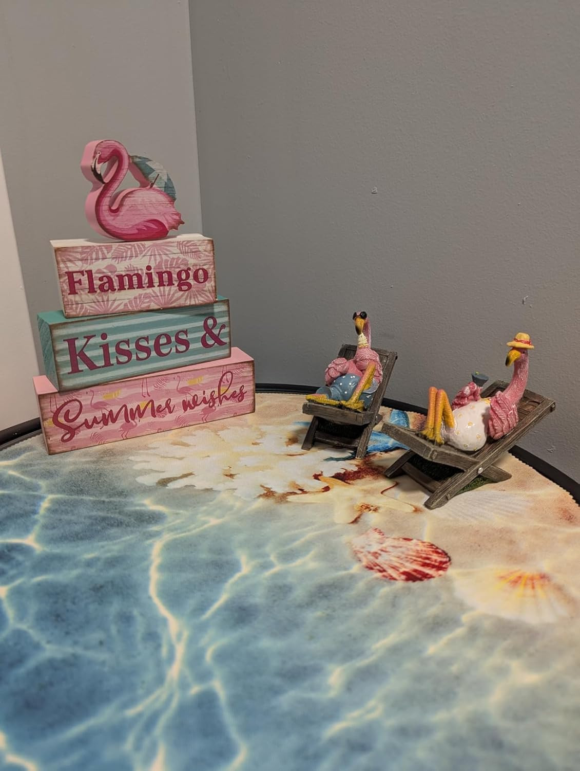 2Pcs Pink Flamingo Figurines Resin Flamingo Bird Sculpture,Small Flamingo Orn...