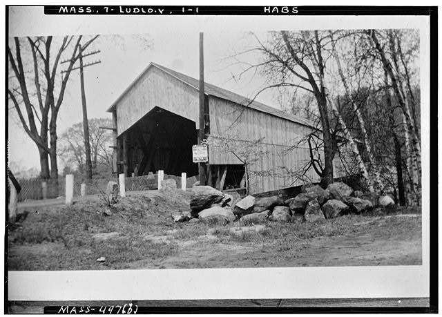 Ludlow Massachusetts Chicopee River Covered Bridge HABS 1930s Howe Truss