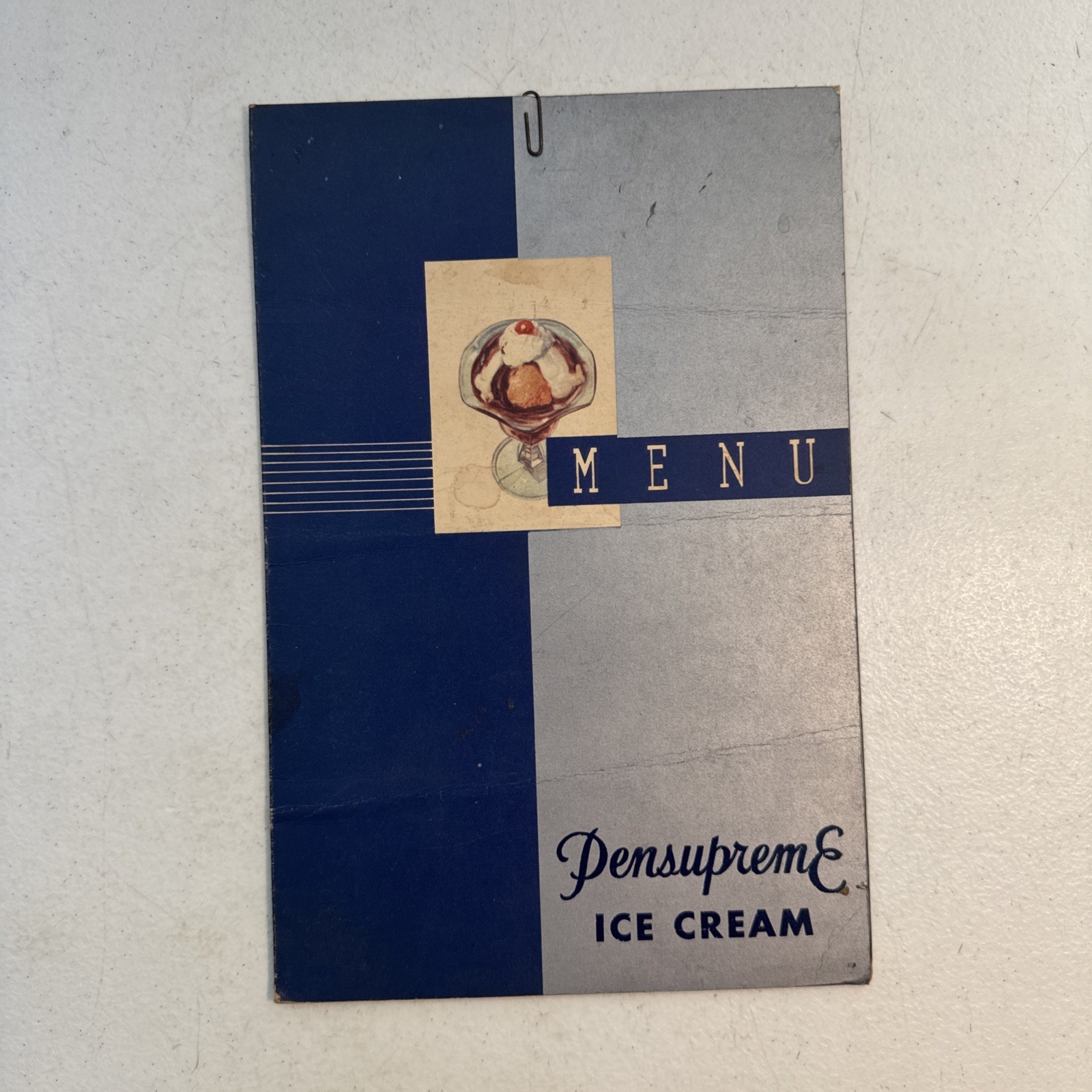 Vintage 1940’s Pensupreme Ice Cream & Food Menu