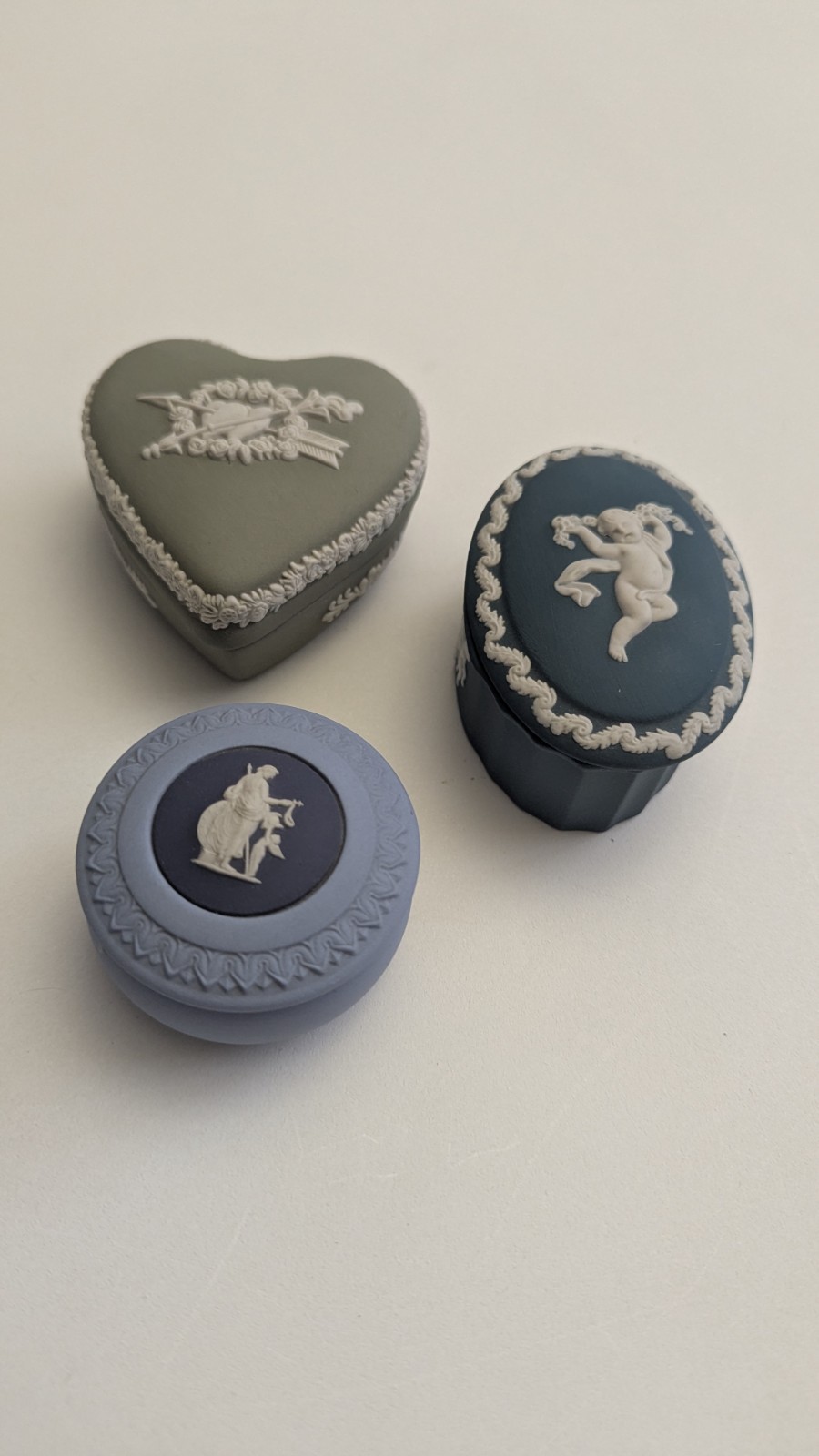 Collection Wedgewood Jasperware Trinket Boxes Lot Of 3