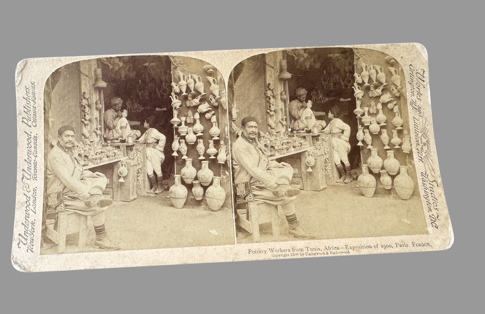 1900 Paris Exposition Stereoview Tunis Pottery Workers Underwood Occupational
