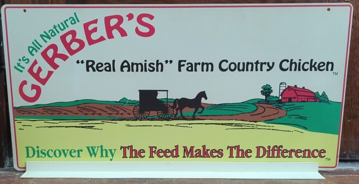 GERBER POULTRY Advertising Sign AMISH Farm Country Chicken DALTON, OHIO RARE