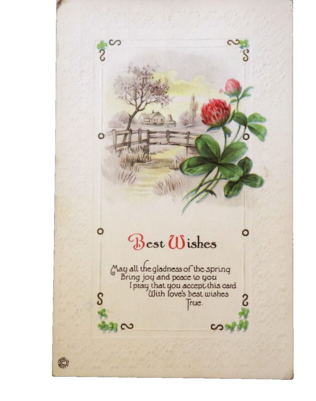 Antique Embossed Postcard Best Wishes Joy & Peace to You With Love\'s Best Wishes