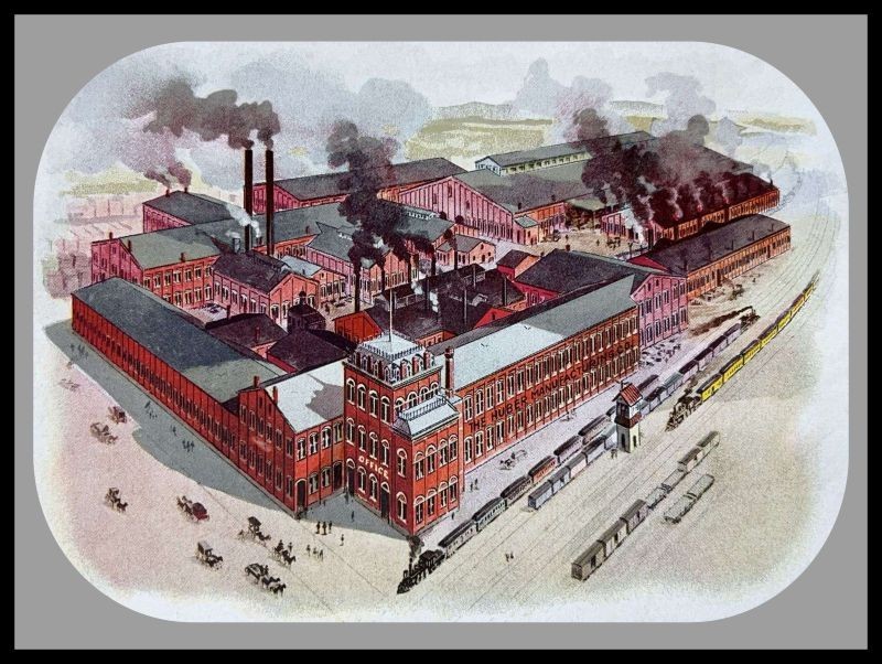 Huber Tractor Factory, Marion, OhiO 1896 Aerial View New Sign: 24x30
