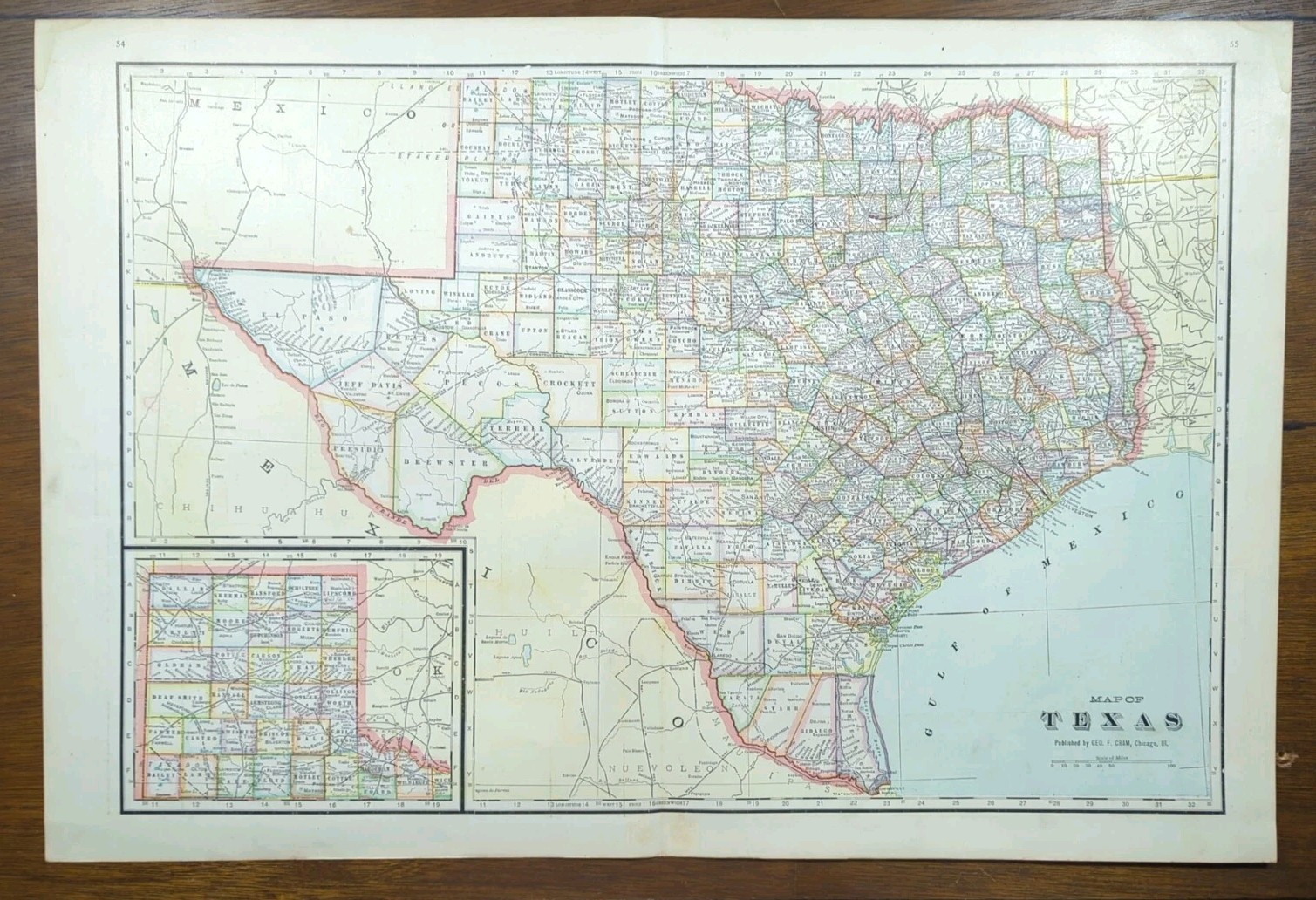 Vintage 1911 TEXAS Map 22
