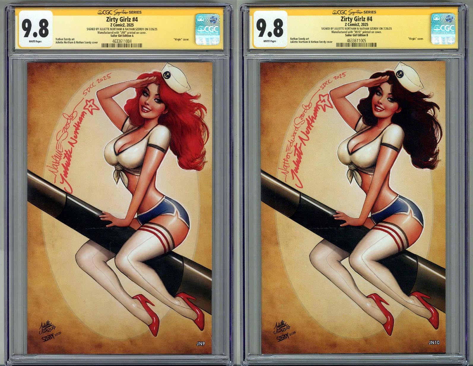 ZIRTY GIRLZ #4 SAILOR GIRL SET CGC 9.8 SS NATHAN SZERDY JULIETTE NORTHAM VARIANT