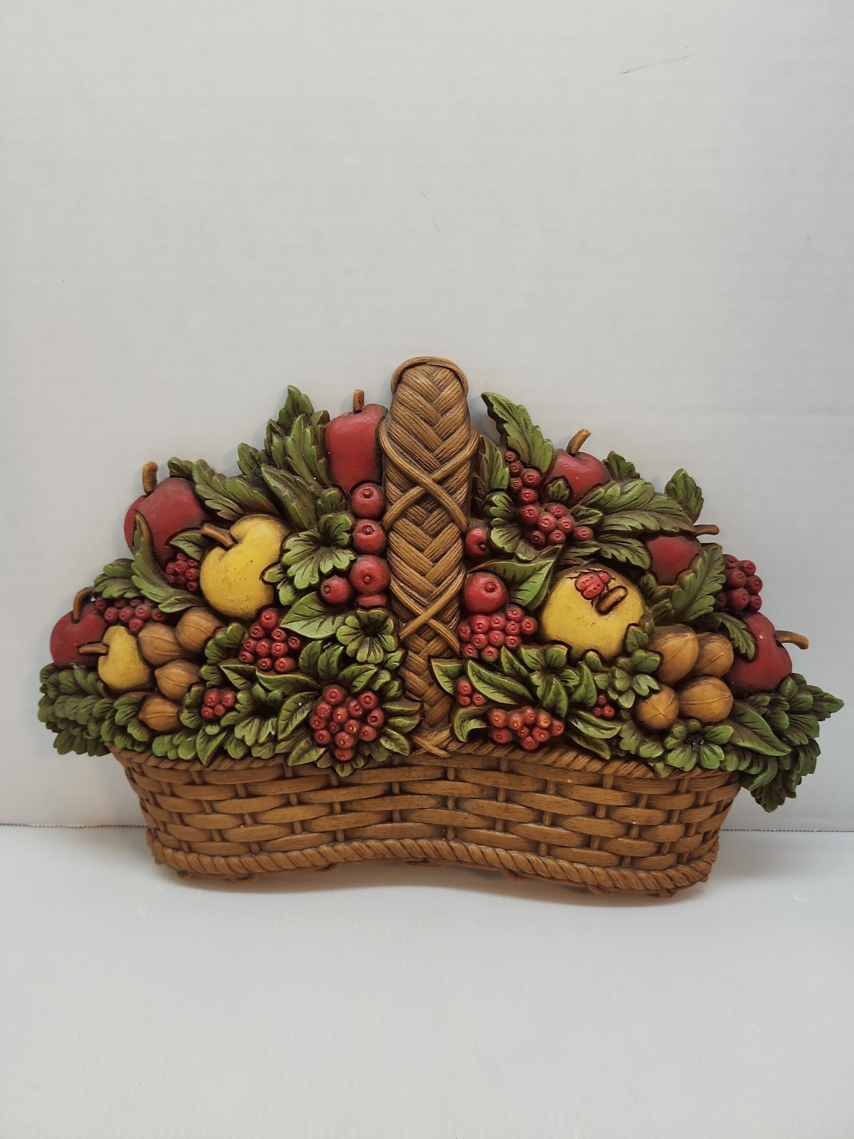Vtg MCM Homco Basket of Fruit Wall Art-Kitchen Hanging Decor 14\