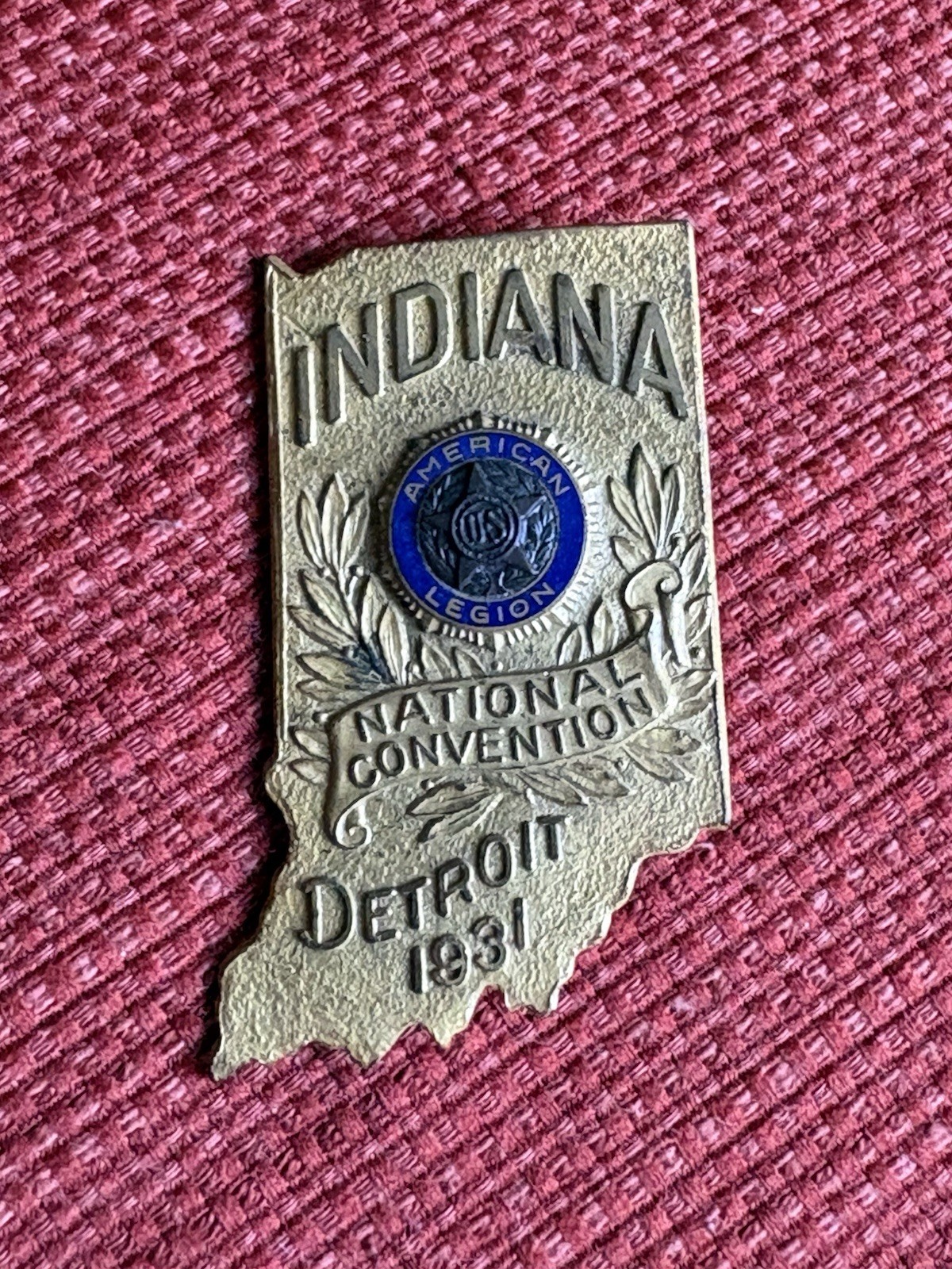 VINTAGE 1931 AMERICAN LEGION DETROIT NATIONAL CONVENTION PIN-INDIANA