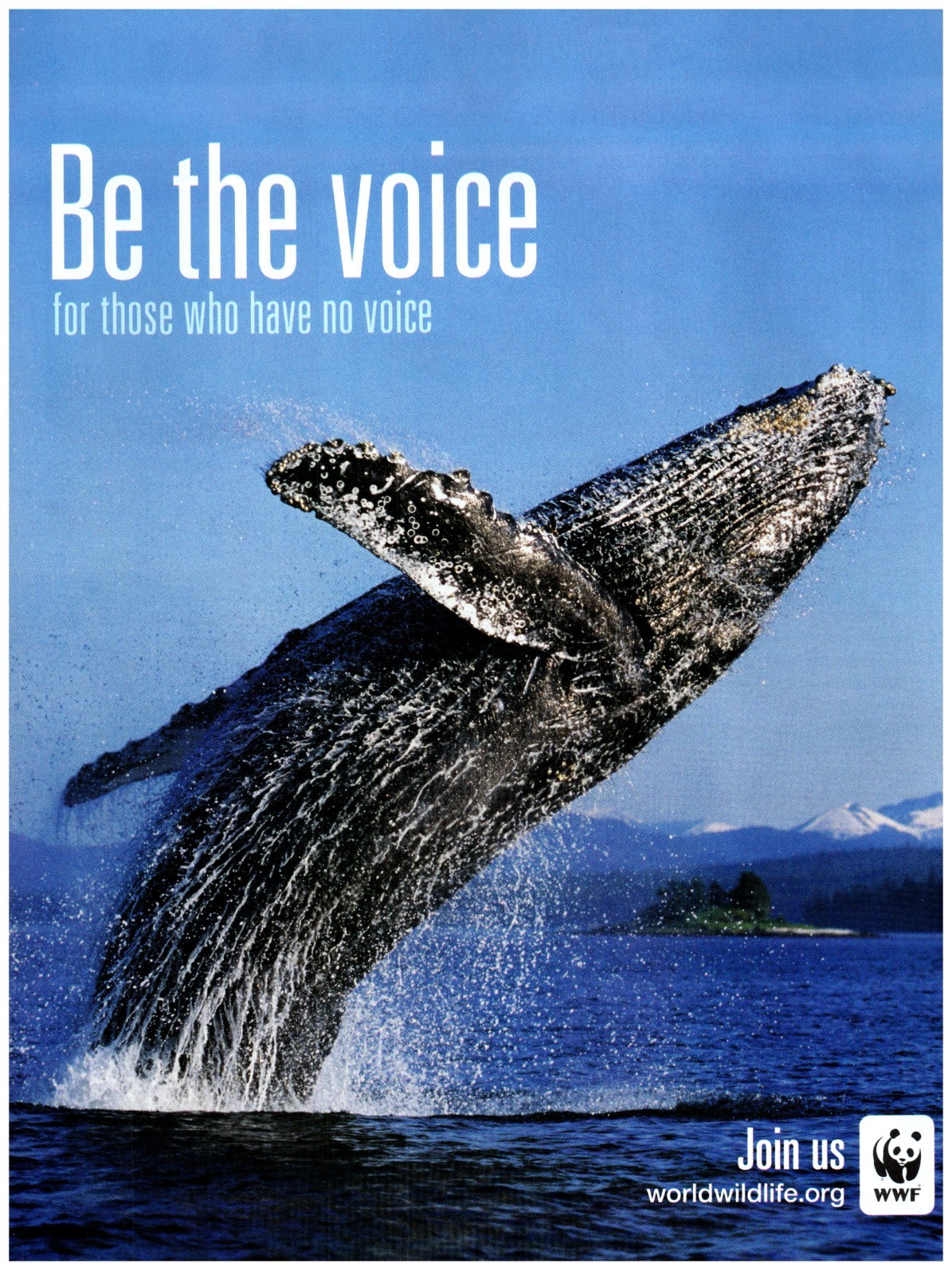 PRINT AD, 2012 WWF World Wildlife Org Be The Voice Humpback Whale Breach Join Us