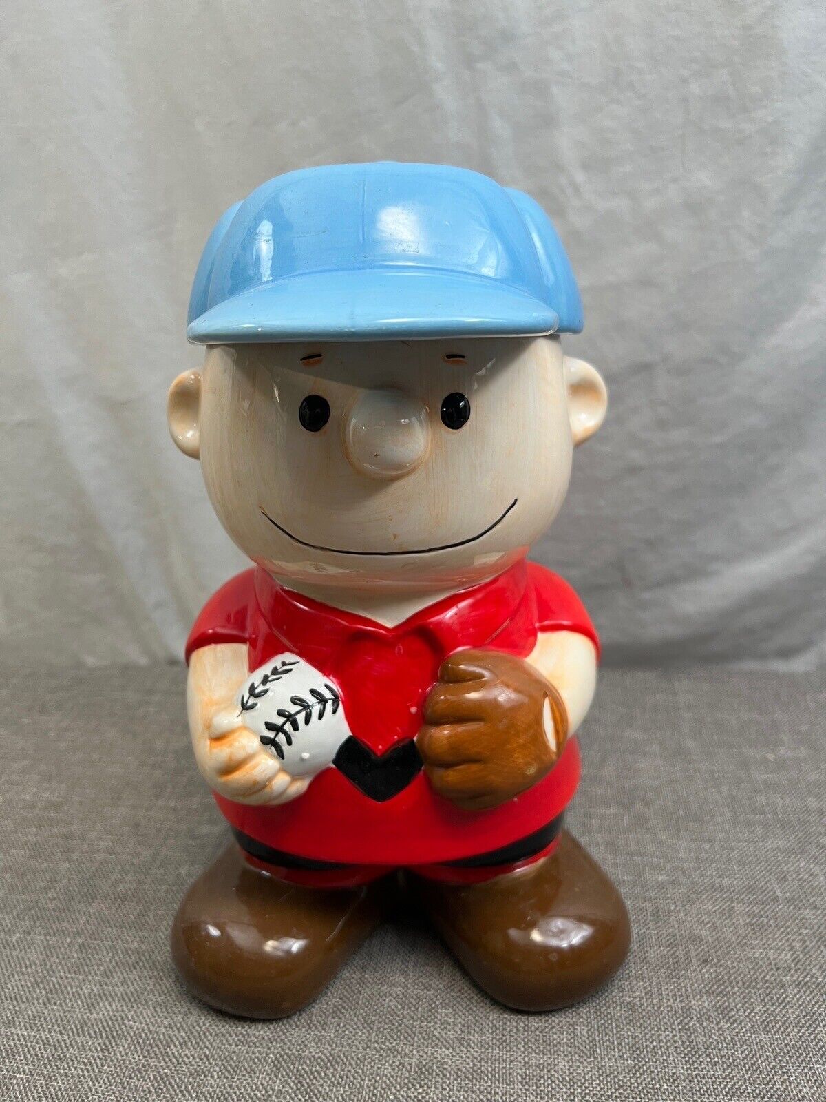 Vintage Peanuts Charlie Brown Baseball Ceramic Cookie Jar (1994)  With Box