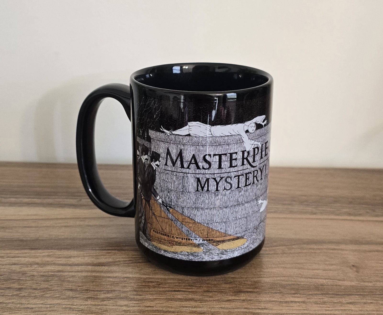 Edward Gorey PBS Masterpiece Mystery Coffee Mug Vintage Black Ceramic