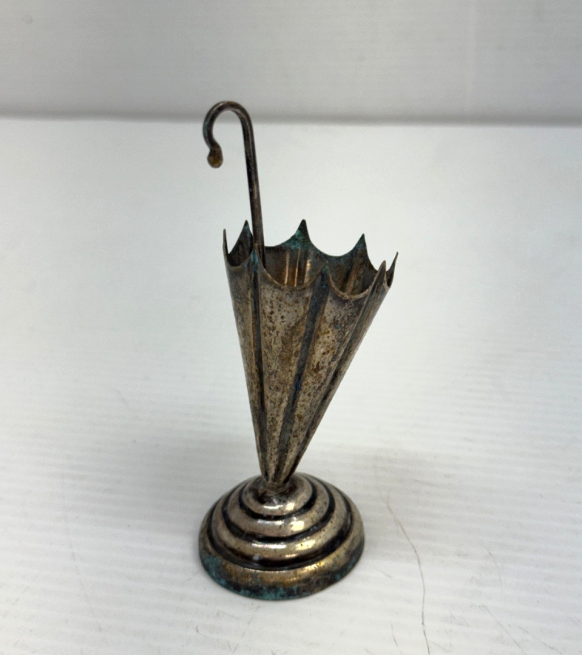 Vintage 925 Sterling Silver Umbrella Toothpick Holder Cocktail Pick Stand Mini