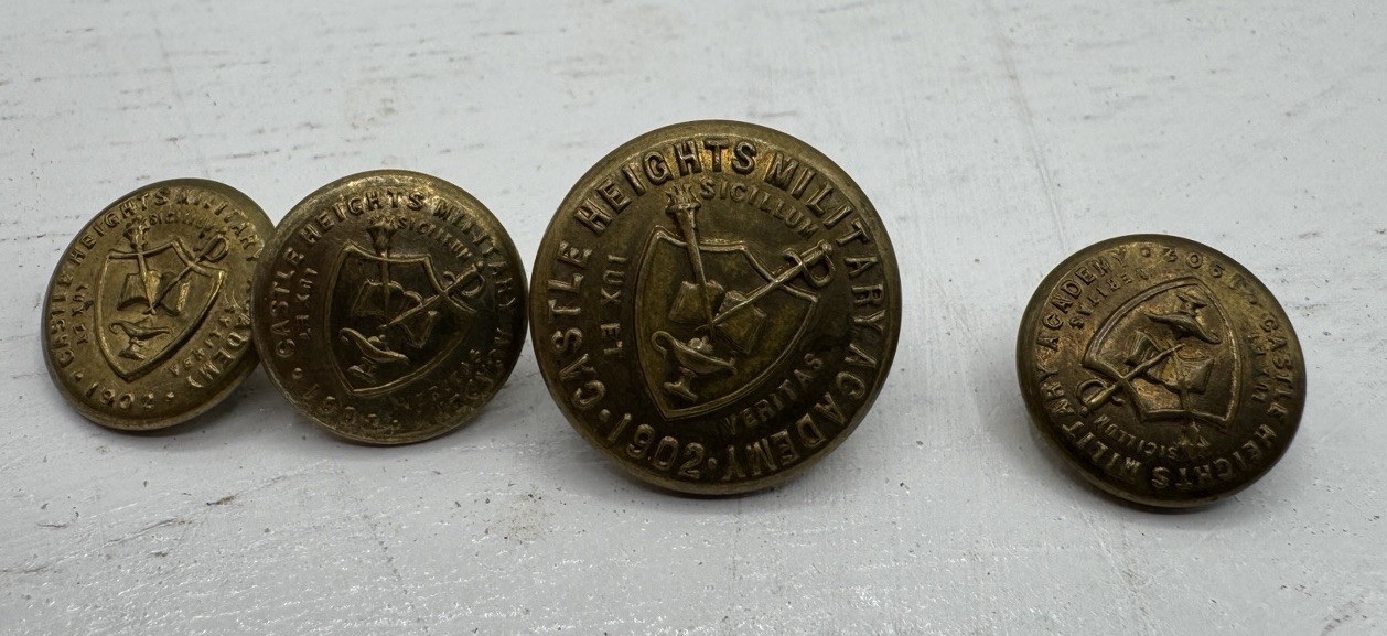 CASTLE HEIGHTS Military Academy 1902 Enameled Button Lot (1) Large (3) Small