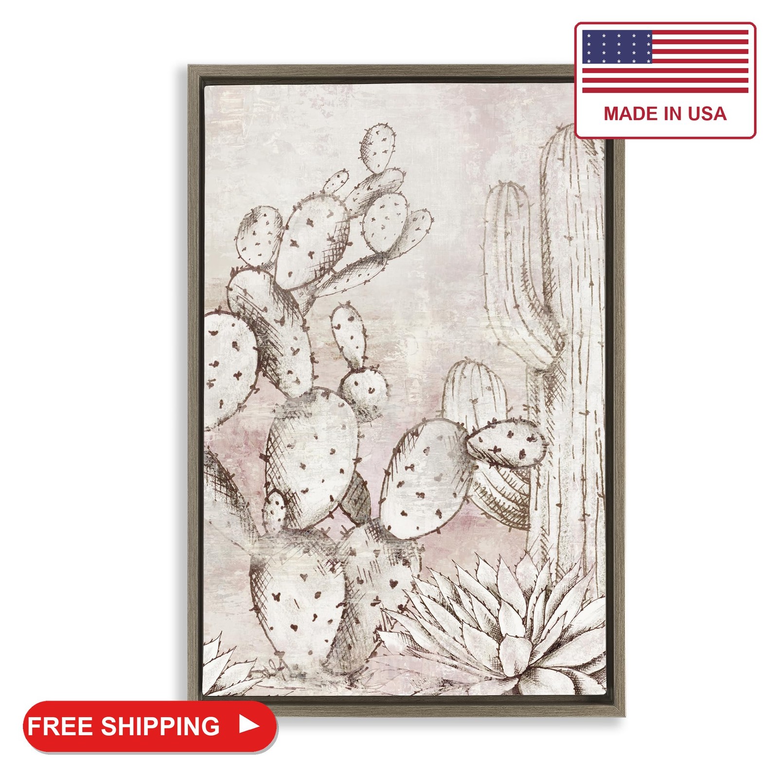 Stupell Industries \'Oasis Guardian Cacti\'| Floating Frame Canvas Art Stupell Industries \'Oasis Guardian Cacti\'| Floating Frame Canvas Art
