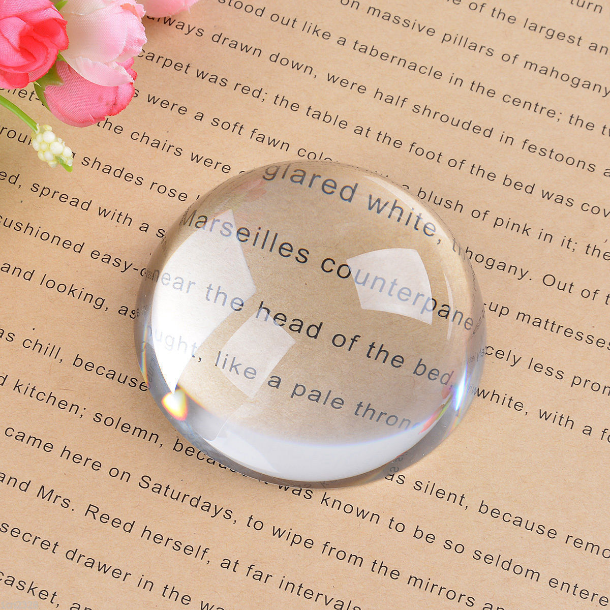 LS Big Magnifying Glass Paperweight Dome Magnifiers Semi Crystal Ball 40mm