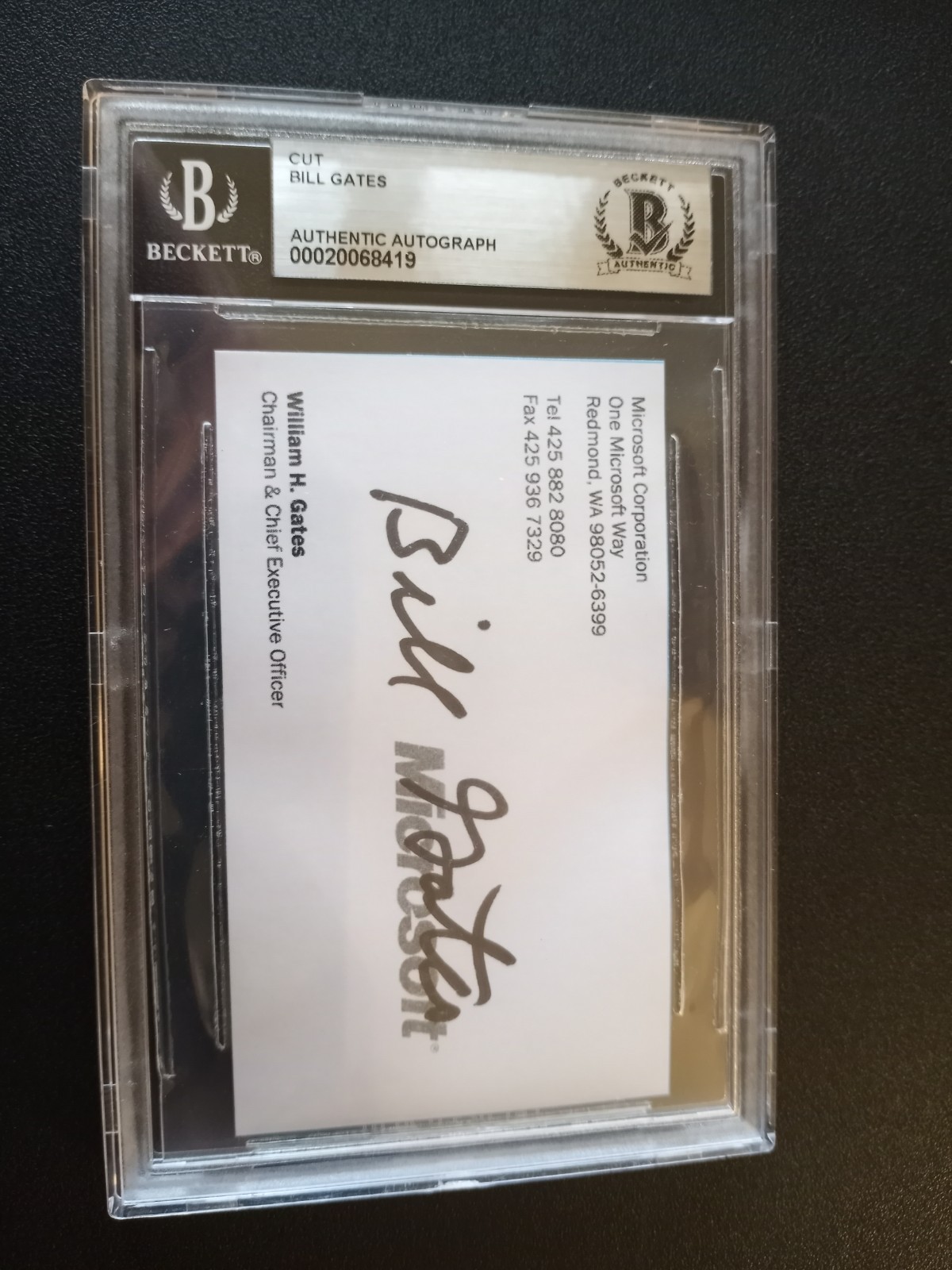 Bill Gates Microsoft Business Card Auto Autograph Signed Beckett BAS Authentic