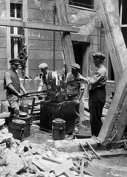 Construction machine that lifts whole houses Historic Old Photo