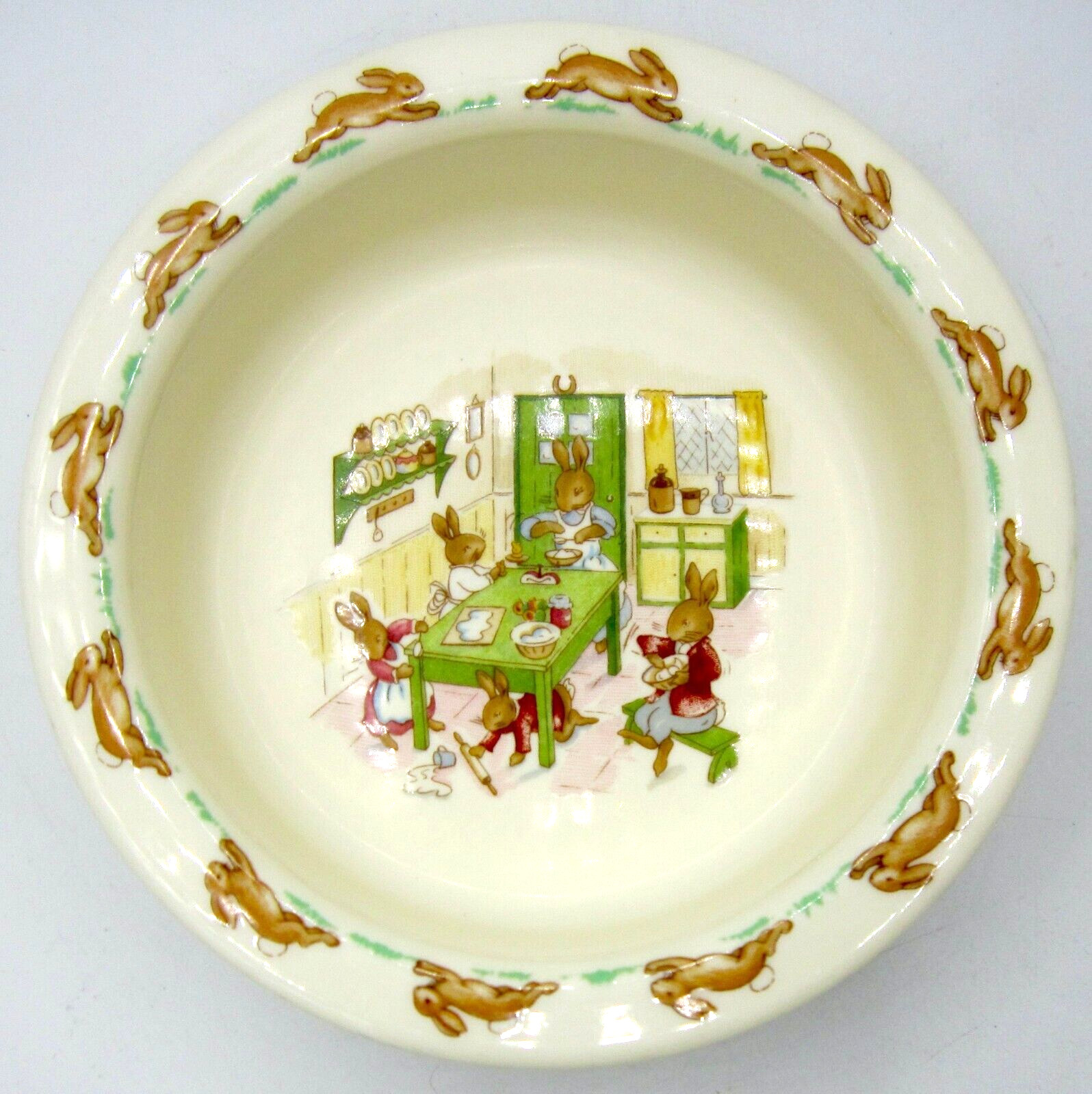Royal Doulton Bunnnykins Porringer Baby Bone China Bowl - Baking With Mother
