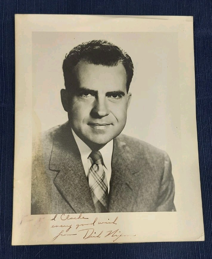 Authentic 1959 Richard Nixon Signed Photo To HOF Fred Clarke W/ Rare Provenance