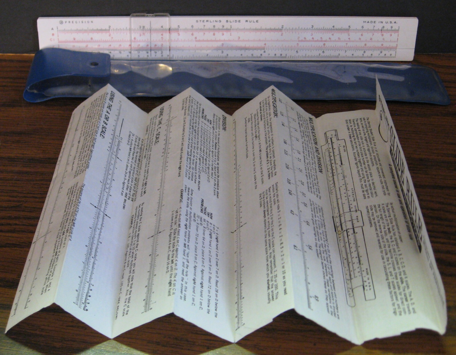 Sterling Plastics 589 Senior Duplex Slide Rule - w Instructions and Case - 1960s