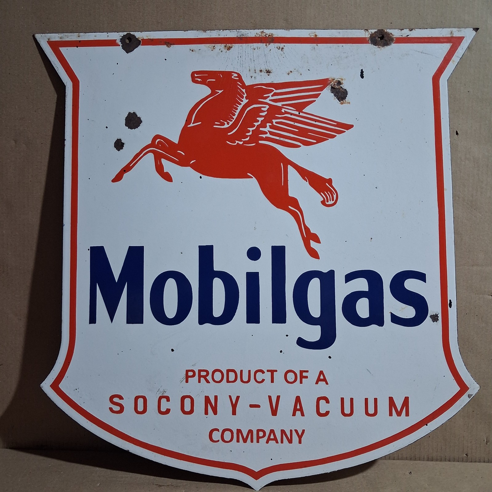 Mobilgas Porcelain Enamel Sign  24x24 Inches 2 Sided