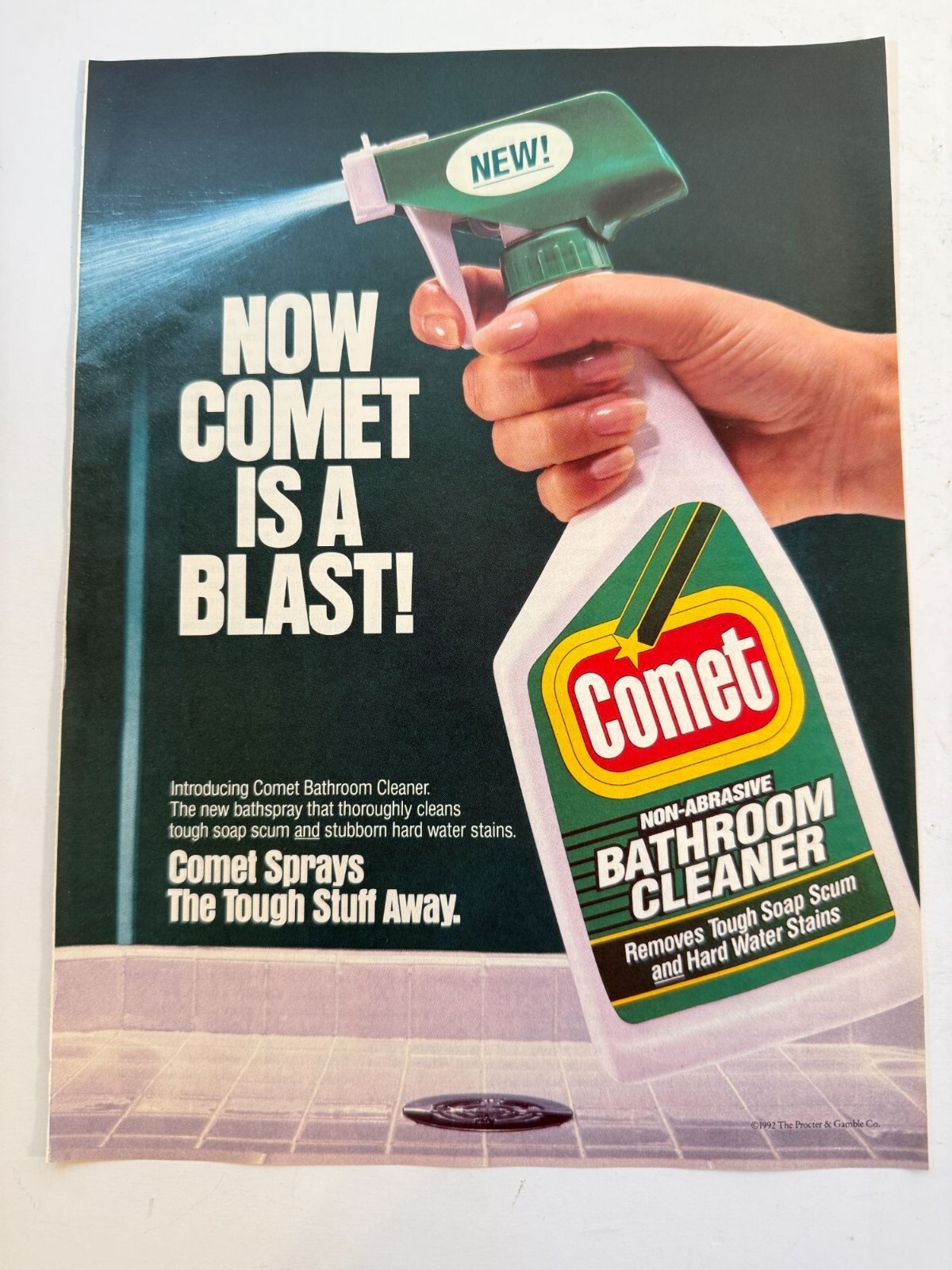 Vintage 1993 Comet Bathroom Cleaner Advertisement Print Ad