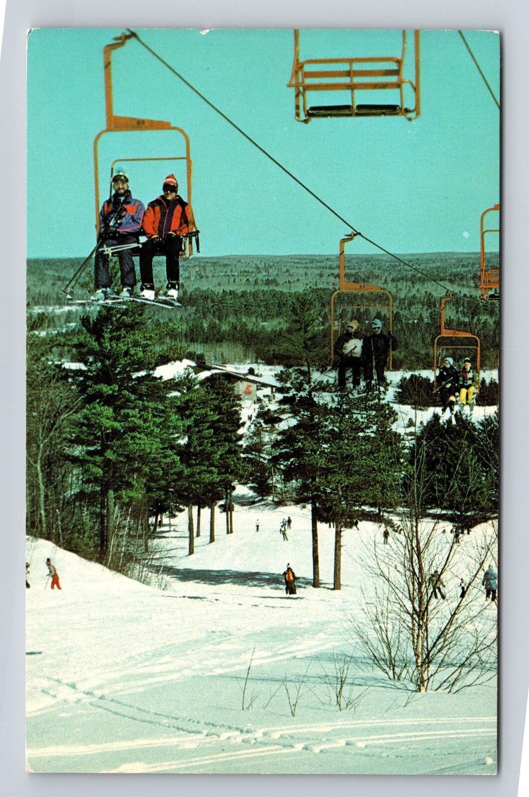 Cable WI-Wisconsin, Telemark Lodge, Skiers On Morgedal Ski Hill Vintage Postcard