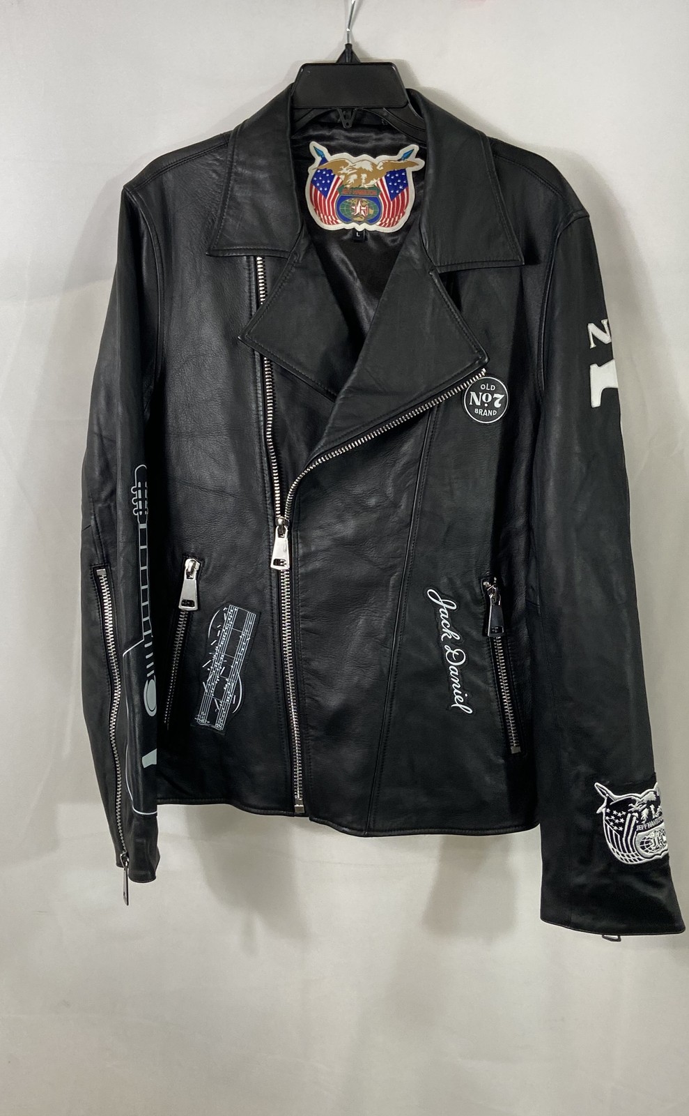 Jeff Hamilton Men\'s Leather Biker Jacket Black Special Edition Size L
