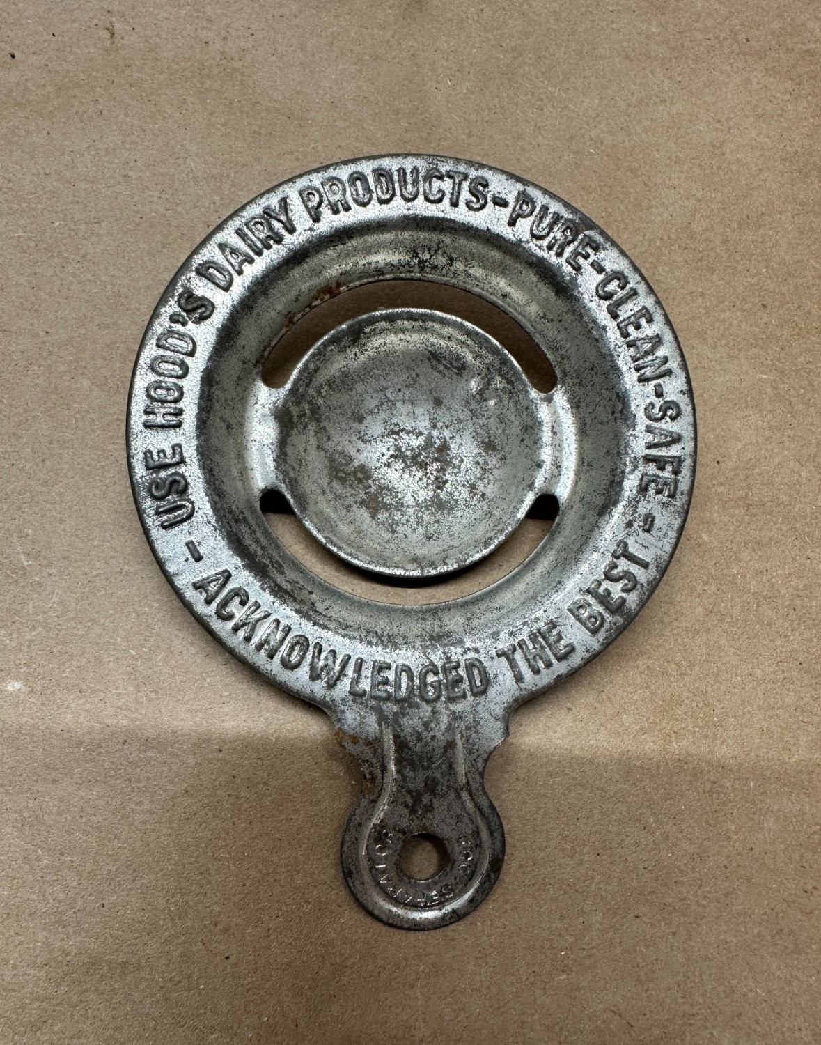 Vintage Hood\'s Dairy Products Metal Egg Separator Advertising Kitchen Utensil Vintage Hood\'s Dairy Products Metal Egg Separator Advertising Kitchen Utensil