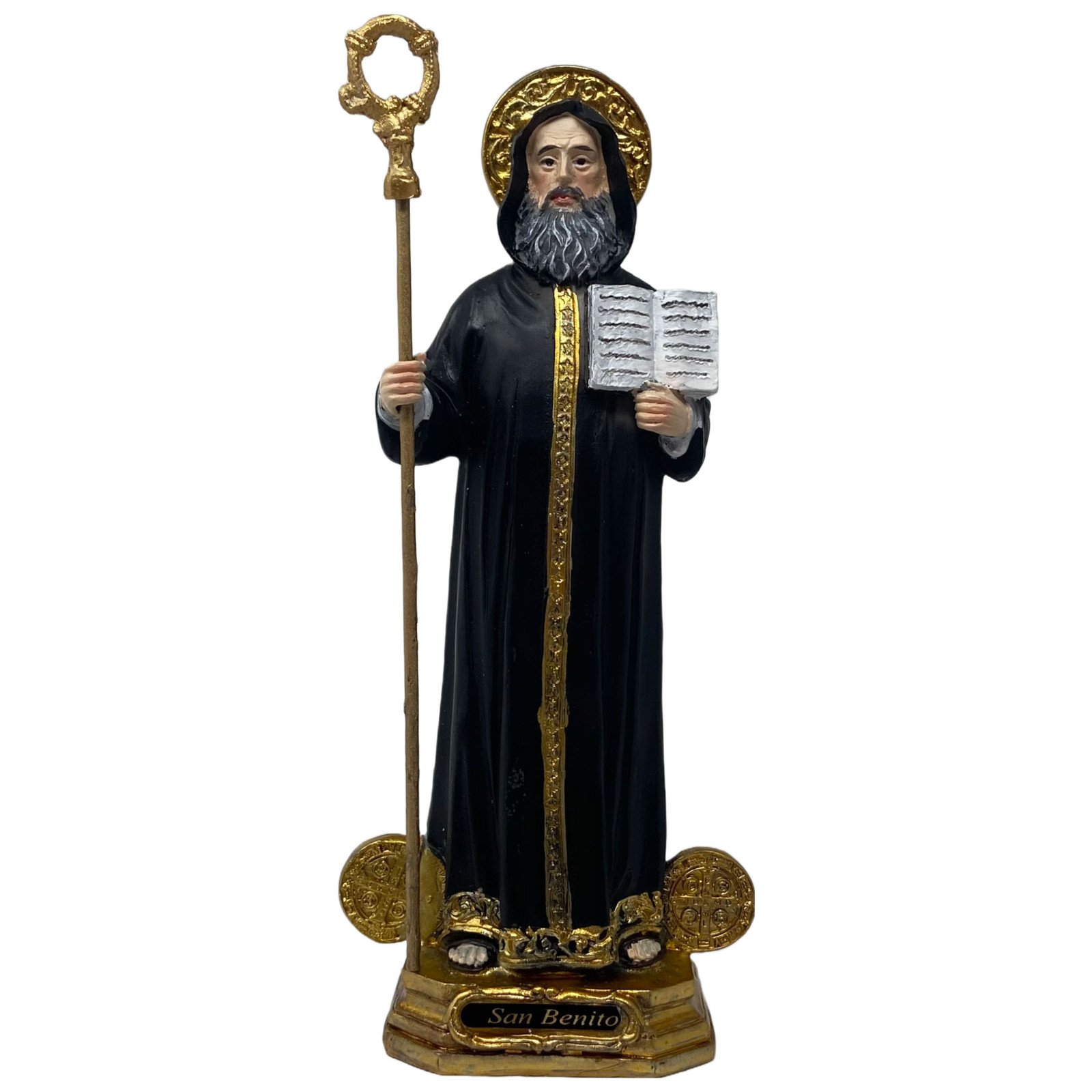 San Benito Con Medallas 9 Inch Finely Made Resin Statue   95452