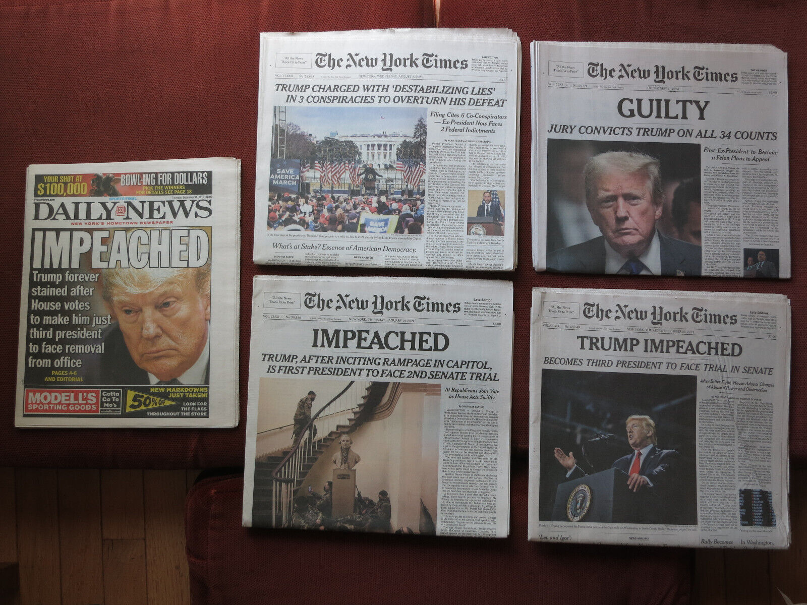 TRUMP GUILTY  **PLUS**  TRUMP IMPEACHED New York Times & Daily News *IMPERFECT*