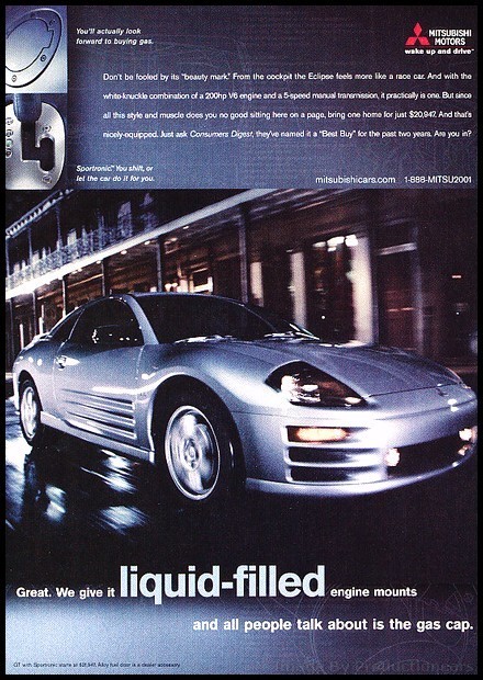 2001 Mitsubishi Eclipse Vintage Advertisement Print Art Car Ad J274