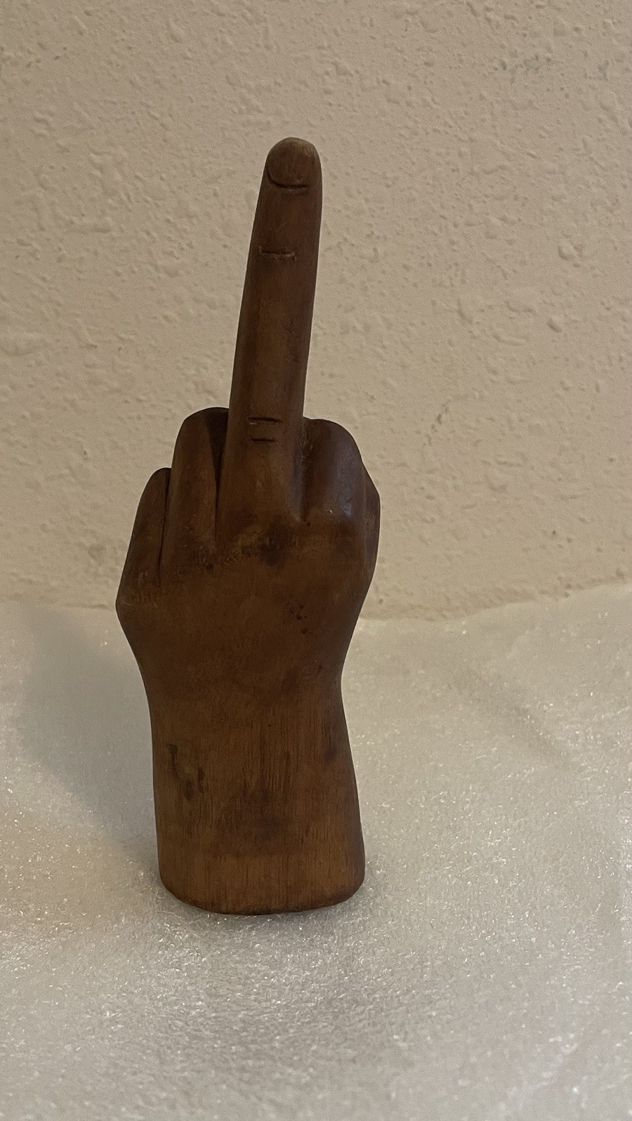 Vintage Hand Carved Wood Middle Finger Figurine 6\
