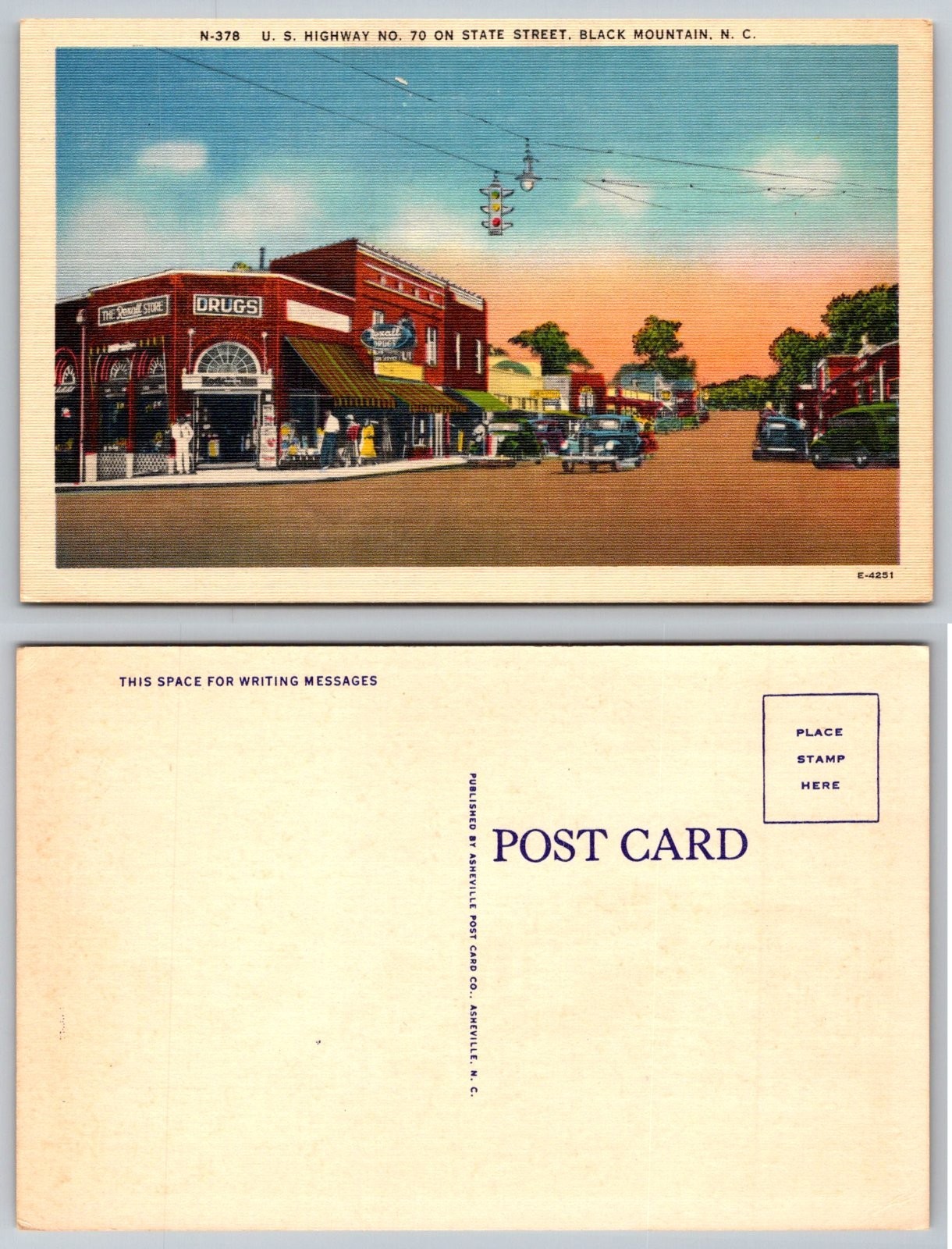 Standard Black Mountain North Carolina State Street Postcard